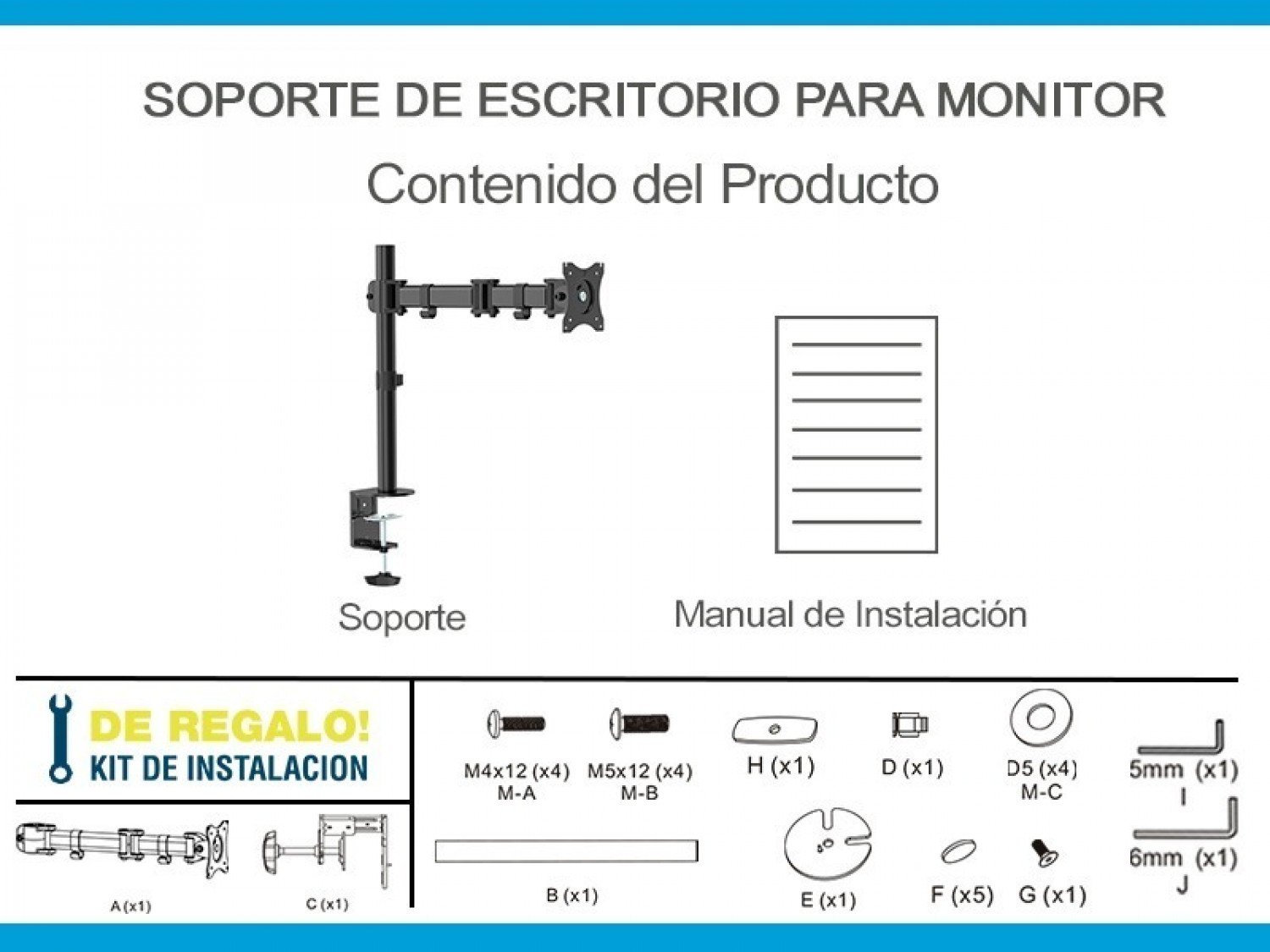 SOPORTE DE ESCRITORIO INTELAID 13/27 VESA 100X100 IT-DBSL - Imagen 3