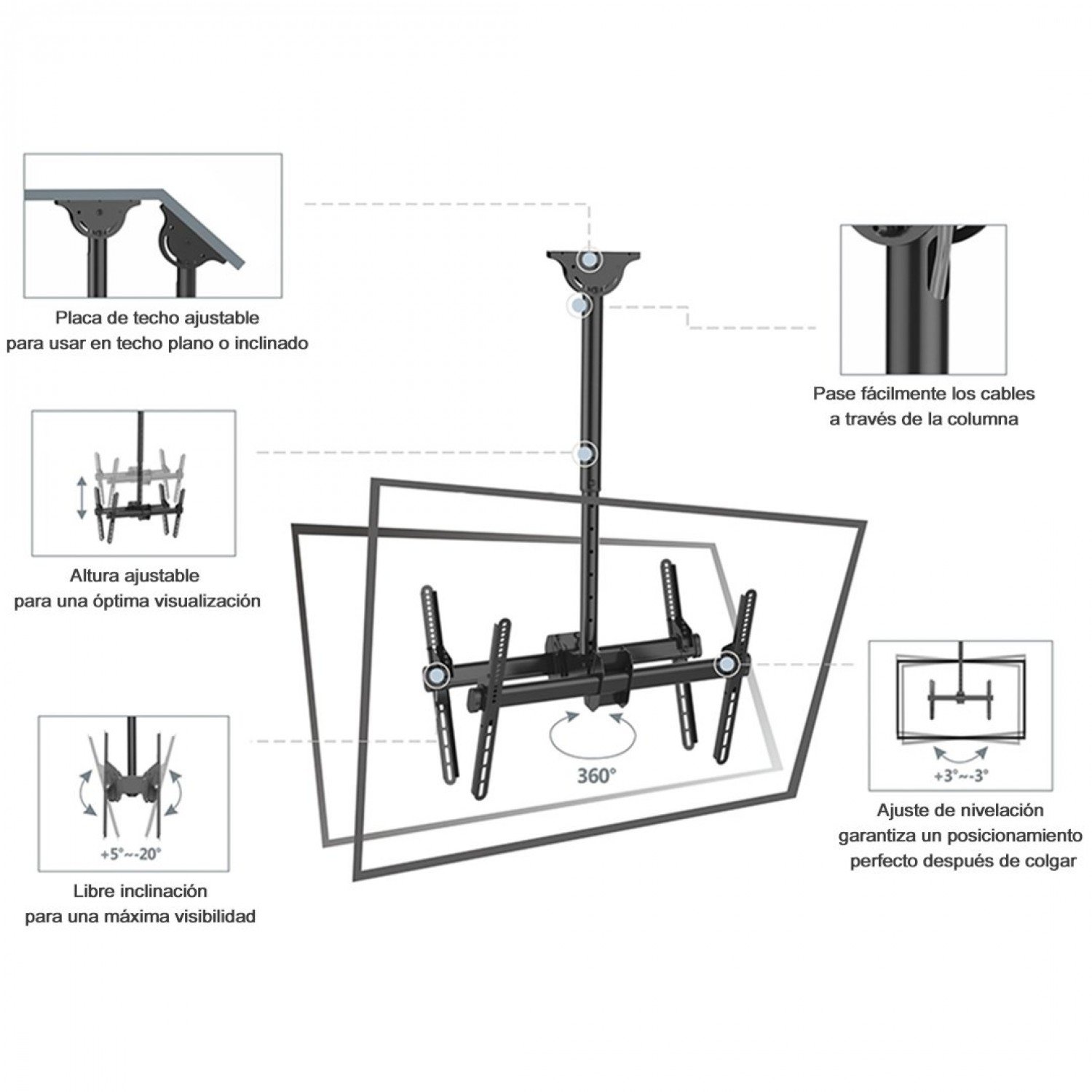 SOPORTE INTELAID TV DOBLE TELESCOPICO DE TECHO IT-CBS42D