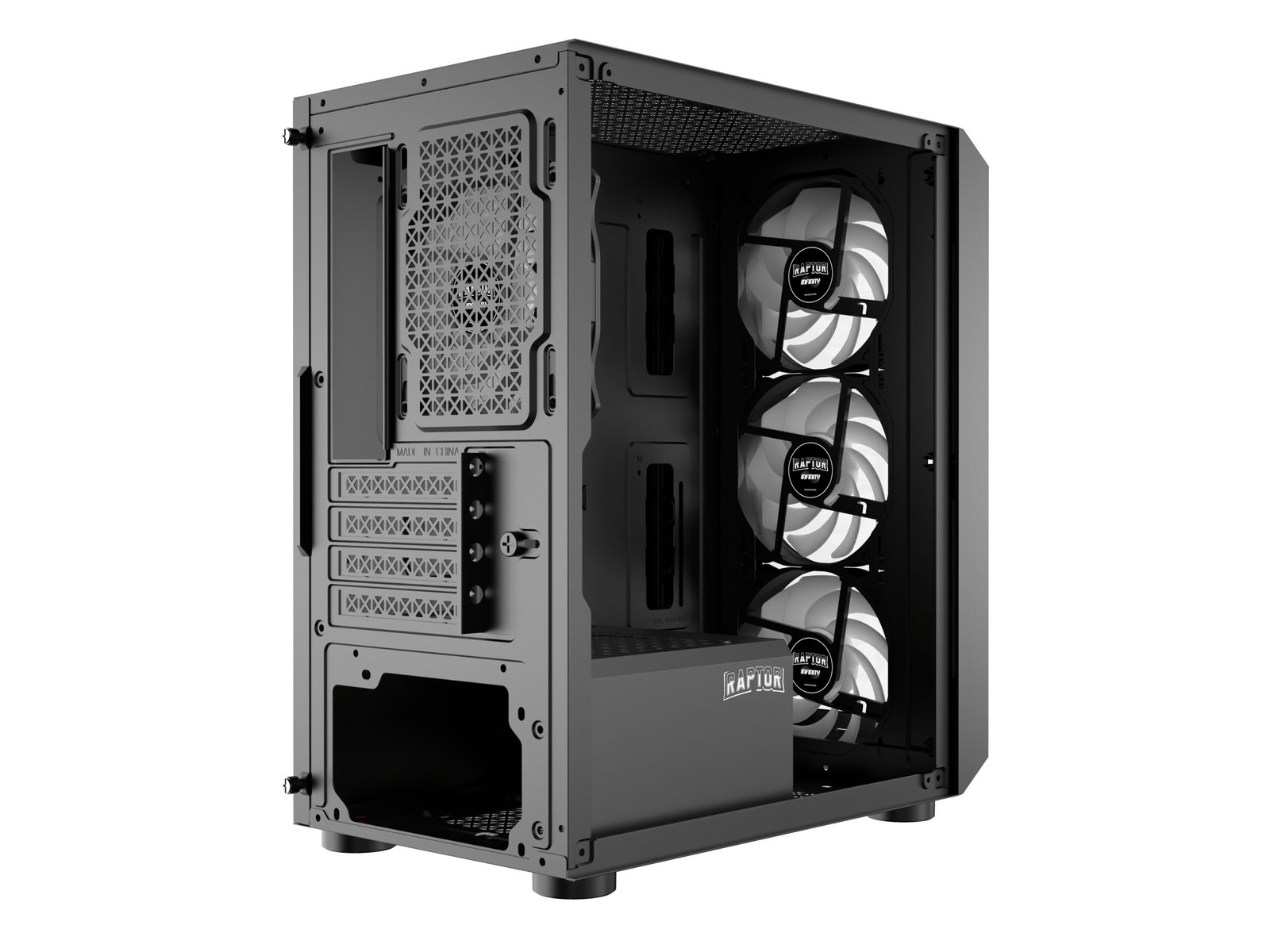 Gabinete Raptor Infinity Glass TG x2 Mid-Tower RGB Fan x4 (6717) - Imagen 3