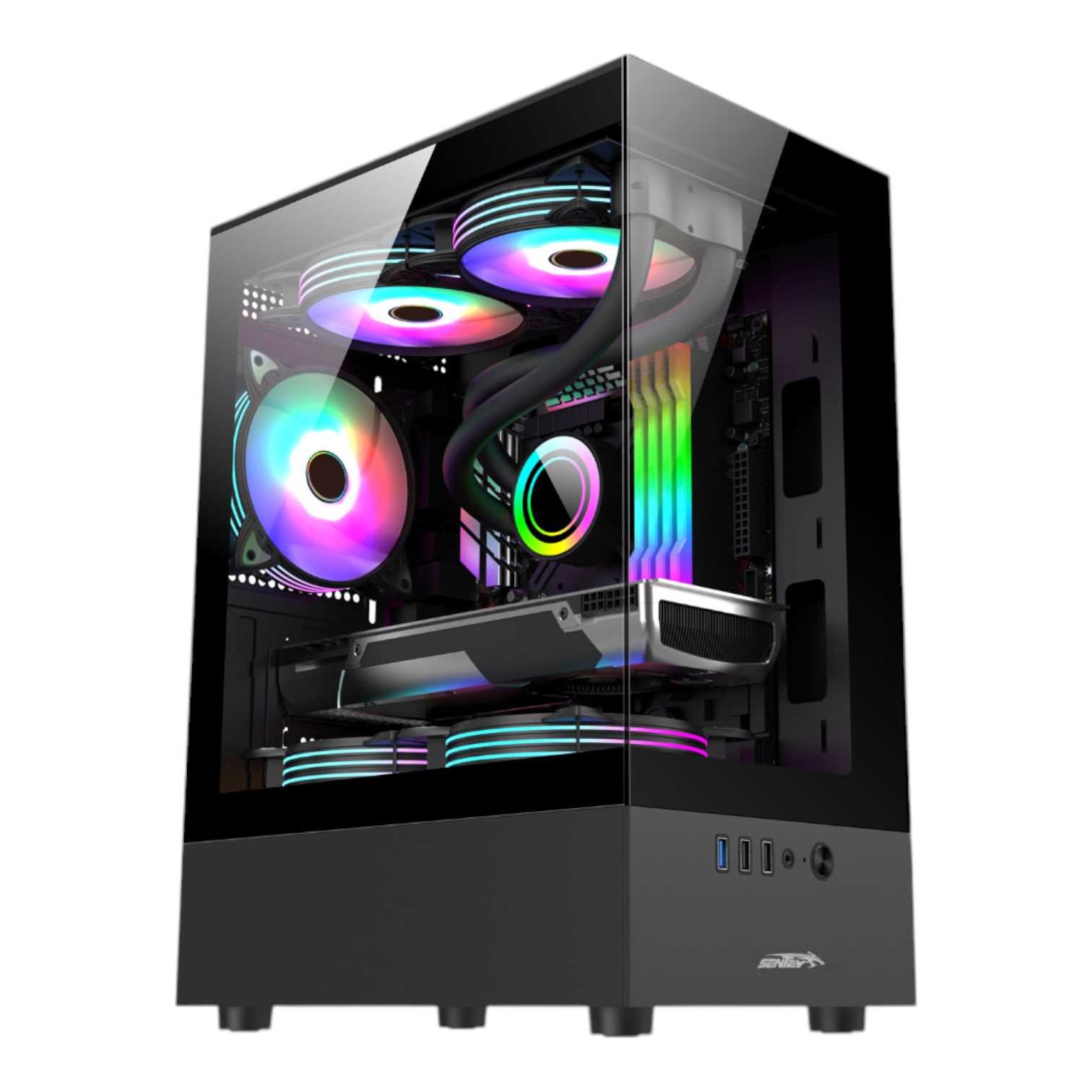 GABINETE SENTEY 6100 ARGB BLACK H10 VIDRIO TEMP. LAT/ FRONT