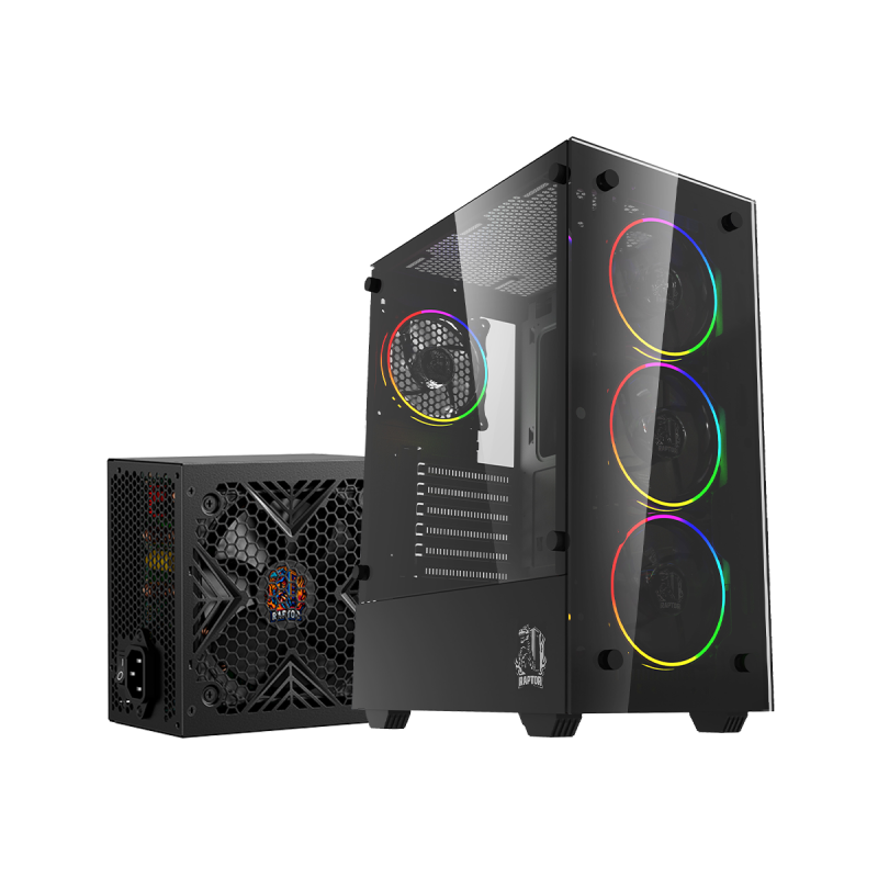 KIT GABINETE Y FUENTE RAPTOR SENTINEL 500W 80+ BRONZE