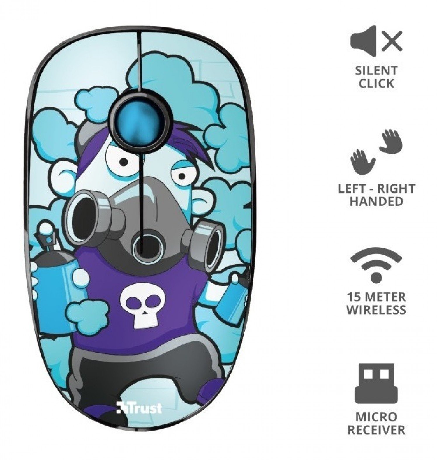 MOUSE TRUST SKETCH SILENT WIRELESS BLUE - Imagen 3