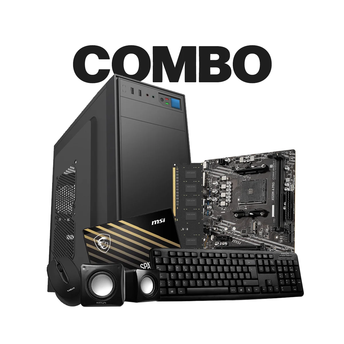PC KELYX KIT 728-20 / MB MSI A520 / MEM HIKSEMI 8G 3200 HIKER / SSD MSI 480G