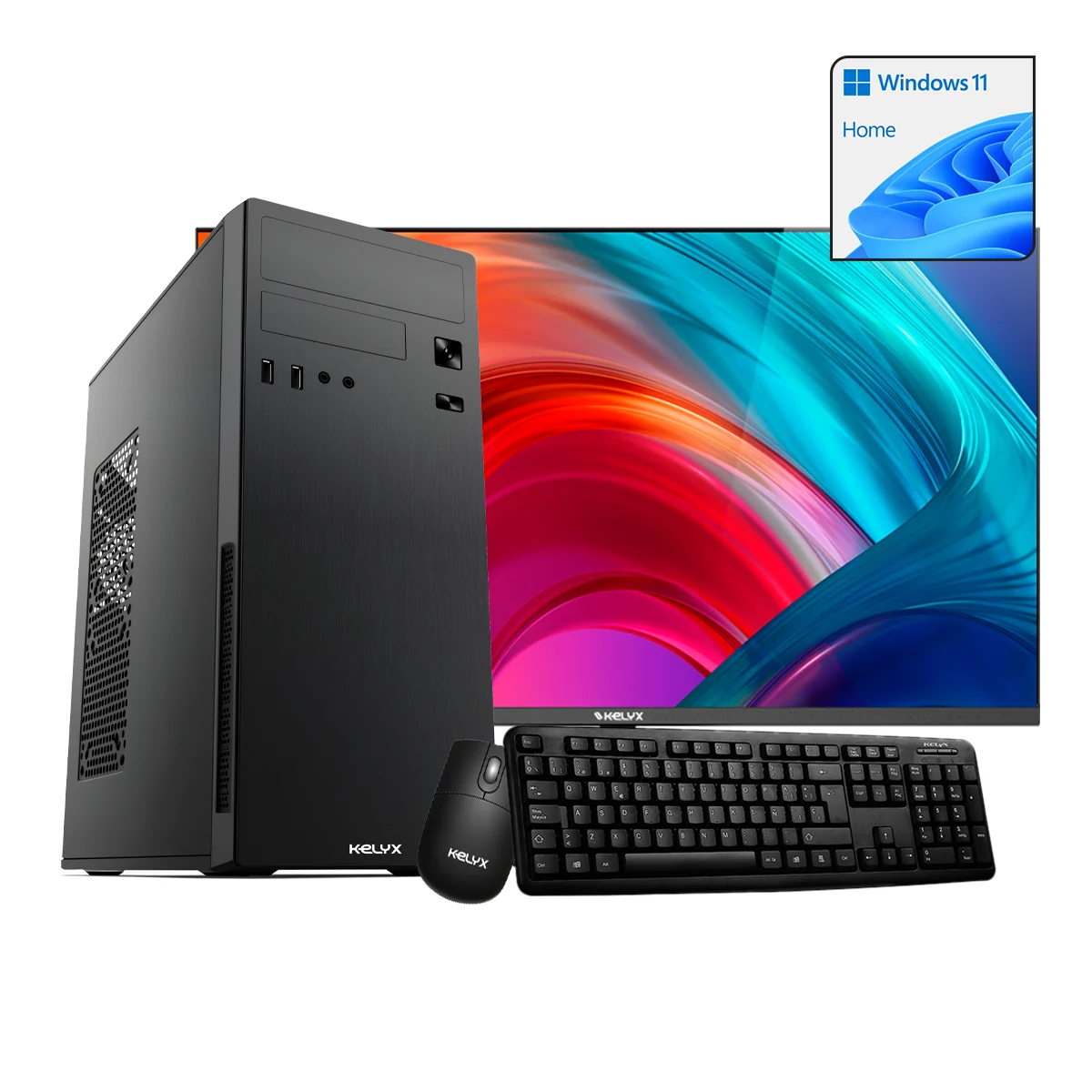 PC ARMADA KELYX AMD RYZEN 3 3200G 8GB RAM 256GB M.2 CON WINDOWS 11 HOME + MONITOR 24" LG