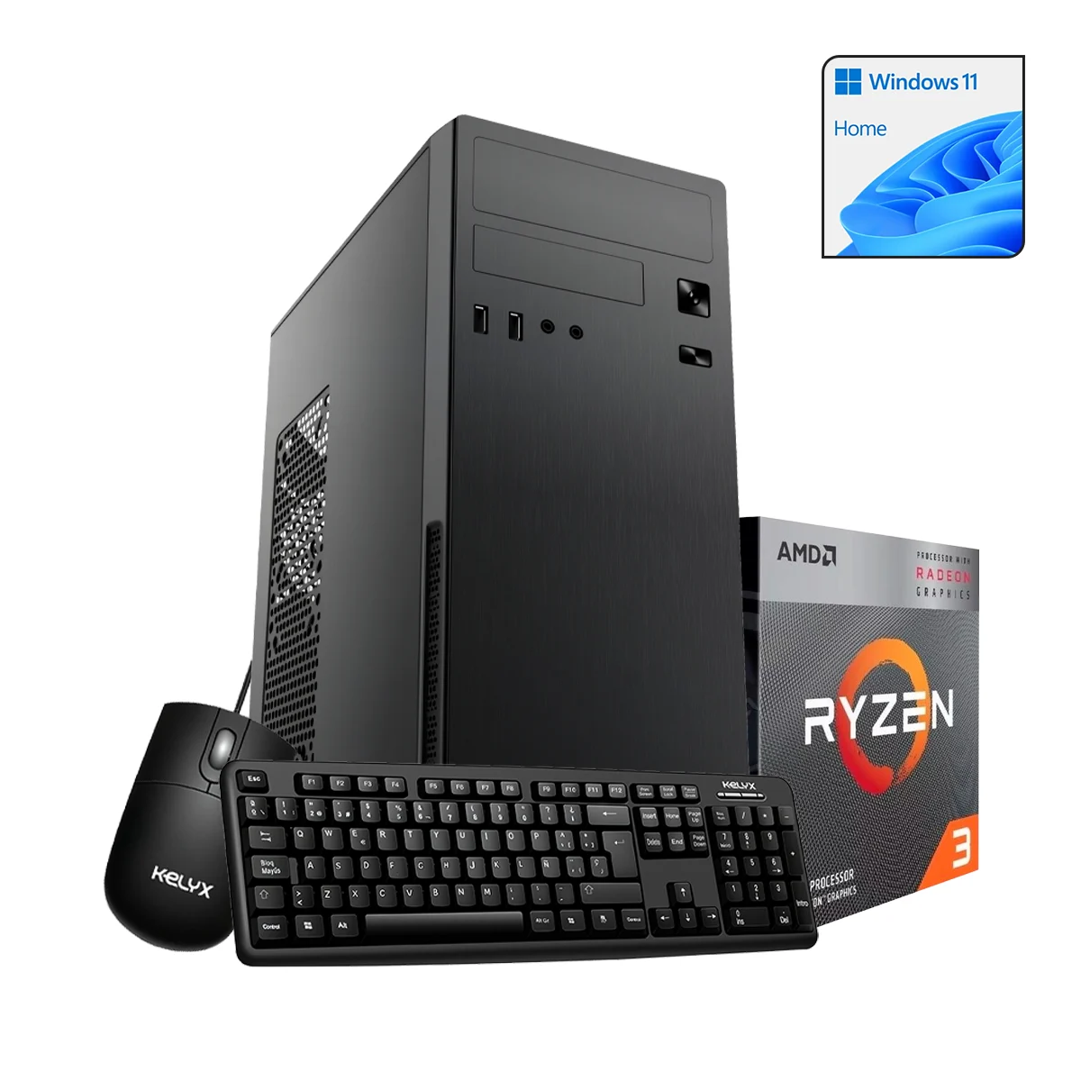PC ARMADA KELYX AMD RYZEN 3 3200G 8GB RAM 256GB M.2 CON WINDOWS 11 HOME