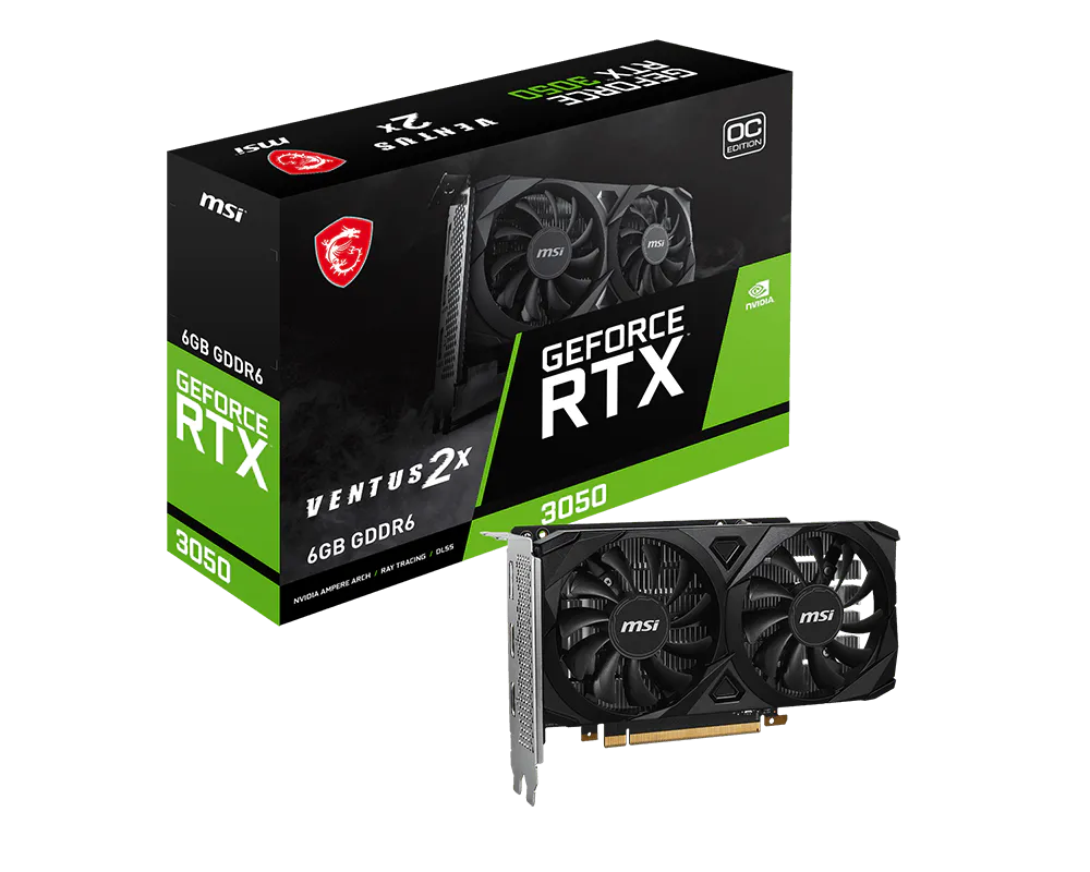 PLACA DE VIDEO MSI NVIDIA GEFORCE RTX 3050 6GB VENTUS 2X OC