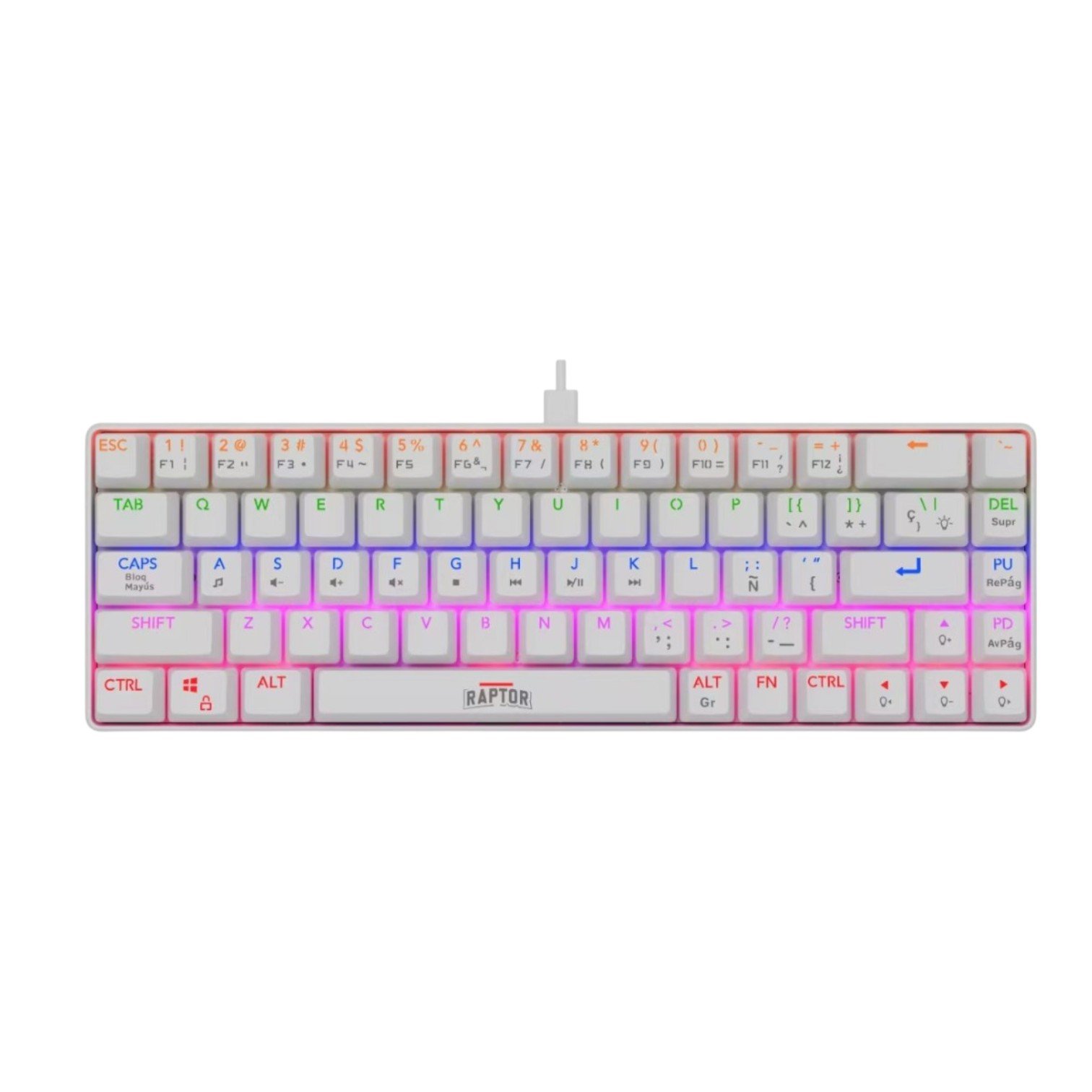 Teclado Raptor Fireclaw M68 Mecanico Retroiluminado Switch Red Outemu White (7879) Teclado Raptor Fireclaw M68 Mecanico Retroiluminado Switch Red Outemu White (7879)