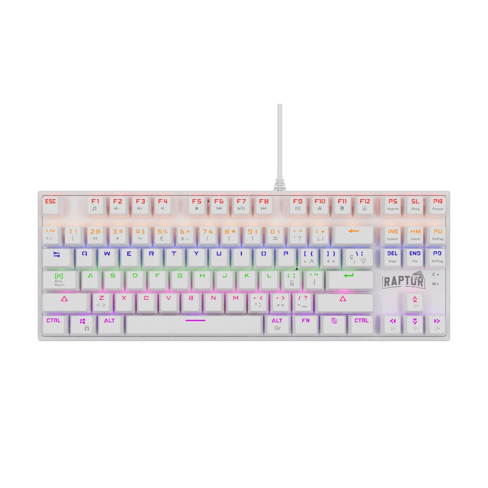 Teclado Raptor Fireclaw M87 Mecanico Retroiluminado Switch Red Outemu White (7855) Teclado Raptor Fireclaw M87 Mecanico Retroiluminado Switch Red Outemu White (7855)